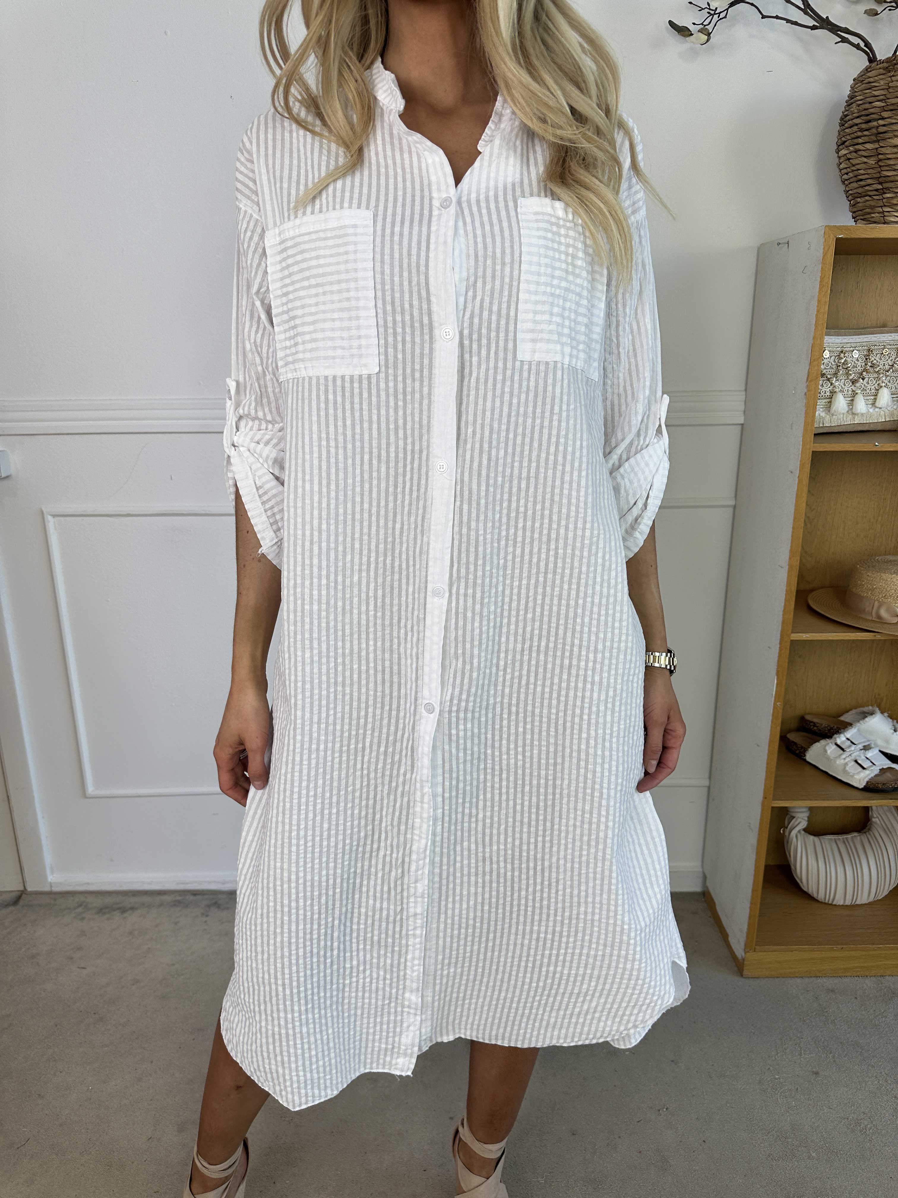 Irena - Långrandig skjorta i ström och vågigt tyg